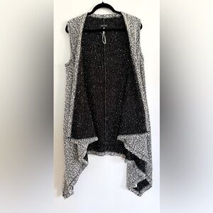LORD & TAYLOR Sweater Vest Womens Black White Boucle Knit Asymmetrical Vest S